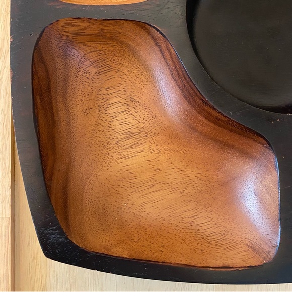 Mid Century Modern Style Heavy Acacia Wood Chip & Dip Serving Tray - Picture 5 of 12